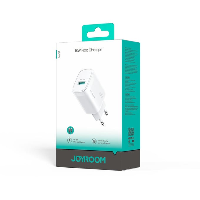 Netlader met USB-C-kabel Joyroom JR-TF4, 18W, 3A, 1 x USB-A, Wit