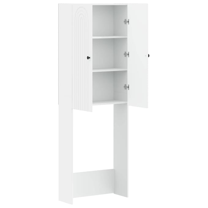 vidaXL - Toiletkast - ALKMAAR - Wit - 66 - x - 25,5 - x - 190 - cm - Bewerkt - hout