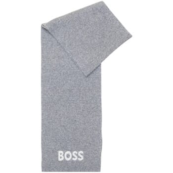 BOSS sjaal Elios Knitted Scarf Silver Lichtgrijs