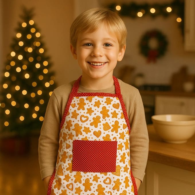 Kerstschort Voor Kinderen - Afmeting 50 × 59 cm - 4–9 Jaar - 100% Katoen