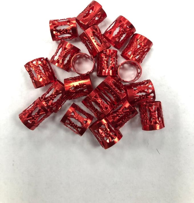 Double F - Dreadlock Bead Cuff Clips- Rood -50 stuks