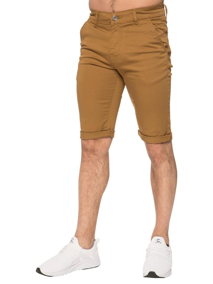 Enzo | Heren slim-fit stretch chinoshort - bruin
