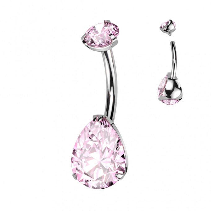 Piercing titanium prong-set drup roze - LMPiercings