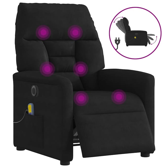 vidaXL - Massagestoel - elektrisch - verstelbaar - microvezelstof - zwart