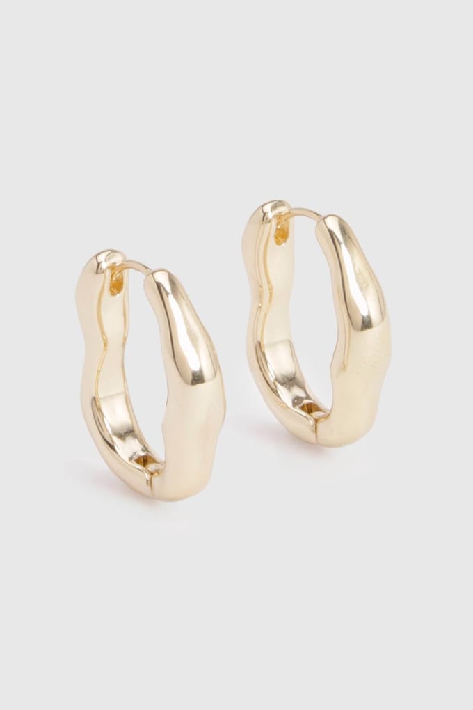 boohoo Dames Abstracte Gouden Creool Oorbellen