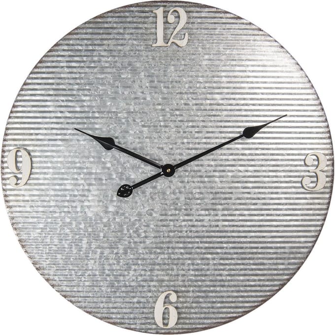 Clayre & Eef Wandklok Ø 60 cm Grijs Metaal
