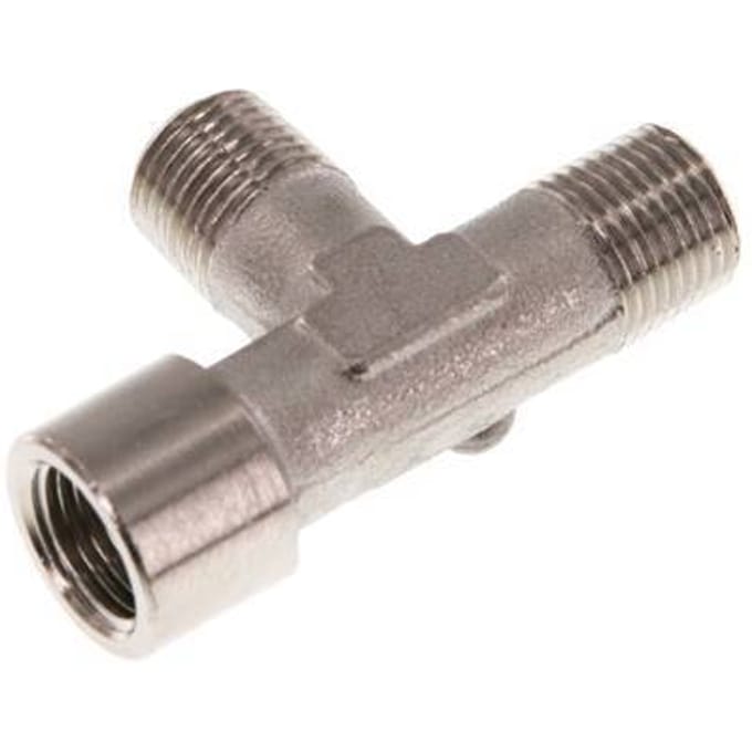 T-Koppeling Haaks R1/8" buitendraad X G1/8" Binnendraad Messing Vernikkeld 16bar [5 Stuks]
