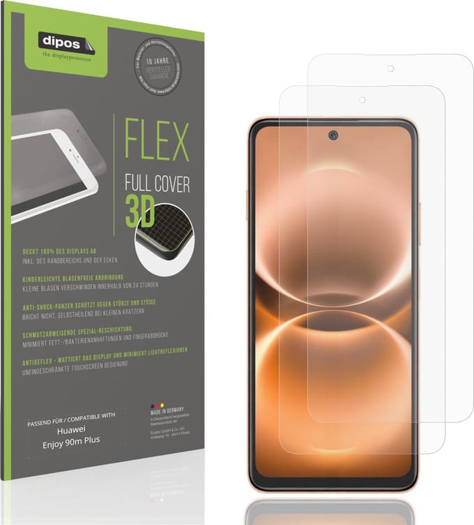 dipos FLEX – 2x Matte Screenprotector geschikt voor Huawei Enjoy 90m Plus | Volledige Schermbescherming | Case-Friendly