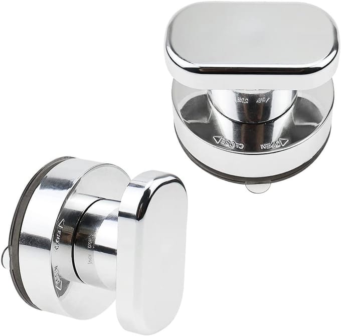 Suction Cup Handle 2pcs - Silver Reusable Suction Cup Door Handle - Portable Mobility Handle Knobs met Sterke Zuignap voor Glass Door - Chest of Drawers - Cupboard - Fridge Door - Balcony