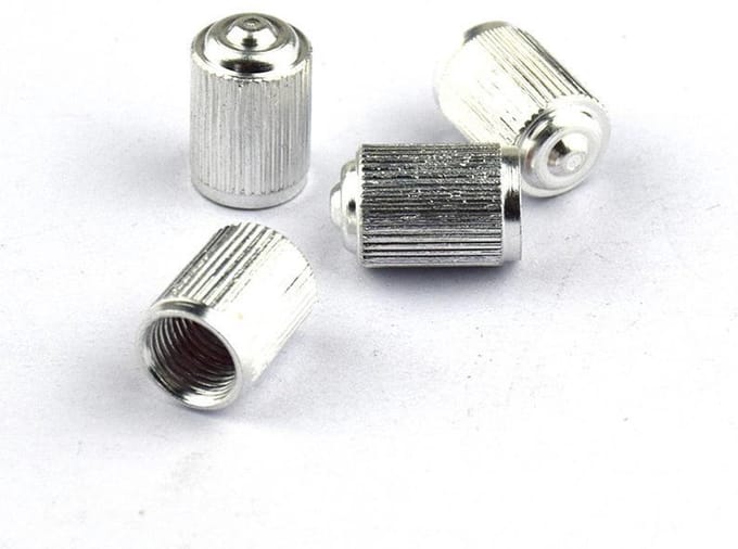 TT-products ventieldoppen Standaard Look aluminium 4 stuks zilver