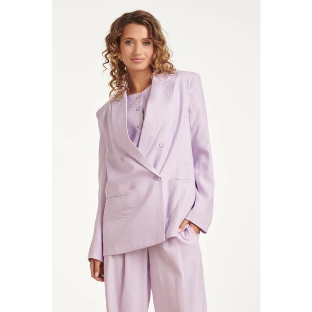 Smashed Lemon Linnen-look blazer met dubbele knoopsluiting |