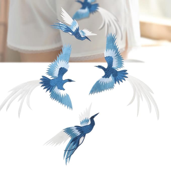 Feniks Vogel Combinatie Geborduurde Patch Stoffen Sticker Appliqué Handwerk Kledingaccessoires gray