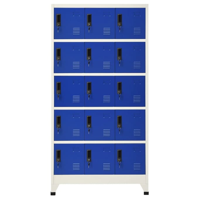 vidaXL - Lockerkast - 90x40x180 - cm - staal - grijs - en - blauw