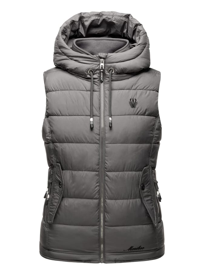 Marikoo dames gewatteerd vest – Taisaa, licht met capuchon & snackvak