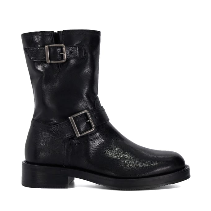 Dune Pixen Leren Dames Zwarte Laarzen