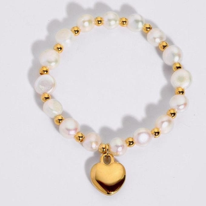 Zoetwaterparel Armband met Hartvormige Bedel | Twinolo