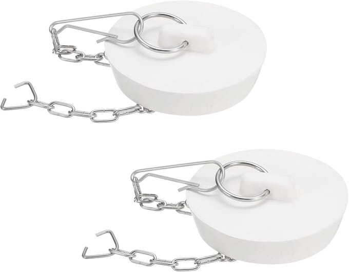 Badstoppers Rubber - Afvoerstop Keuken - Water Dicht Maken - Met Ketting - 53-55 mm - Wit