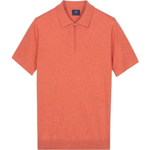 Baileys Polo Zip Collar Jersey Knit Short Sleeve Abrikoos / male