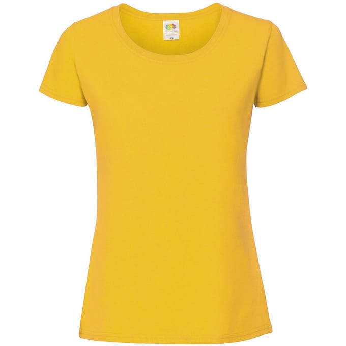 Fruit Of The Loom Vrouwen / Dames Fit Ringgesponnen Premium Tshirt (Zonnebloem)