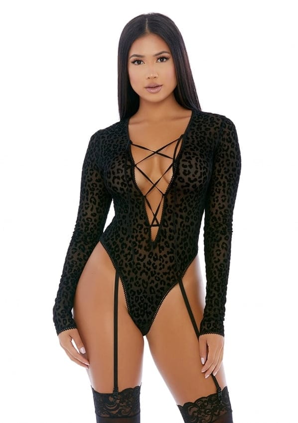 Forplay - Feline Lustful Teddy met lange mouwen - Zwart