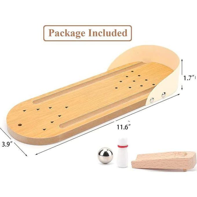 ®RisingFF Mini jeu de bowling, jeu de table de bowling avec 10 quilles et boule de bowling en métal