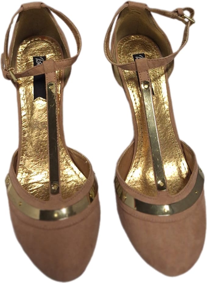 BLINK-PUMP-FAKE SUEDE-NUDE GOLDDETAILS HAK 8CM-SIZE 39