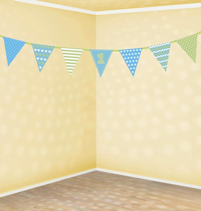 Partydeco - First Birthday Slinger Blauw (1,35 Mtr)
