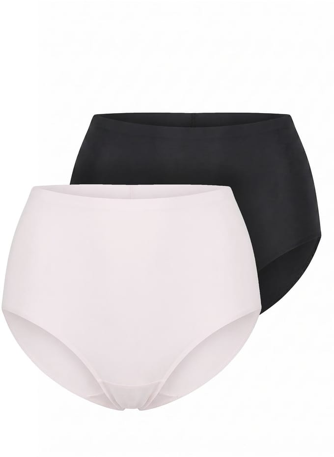 Ulla Popken - Dames - Pantybroekje set van 2 hoge taille shapewear - Roos - Maat 58+