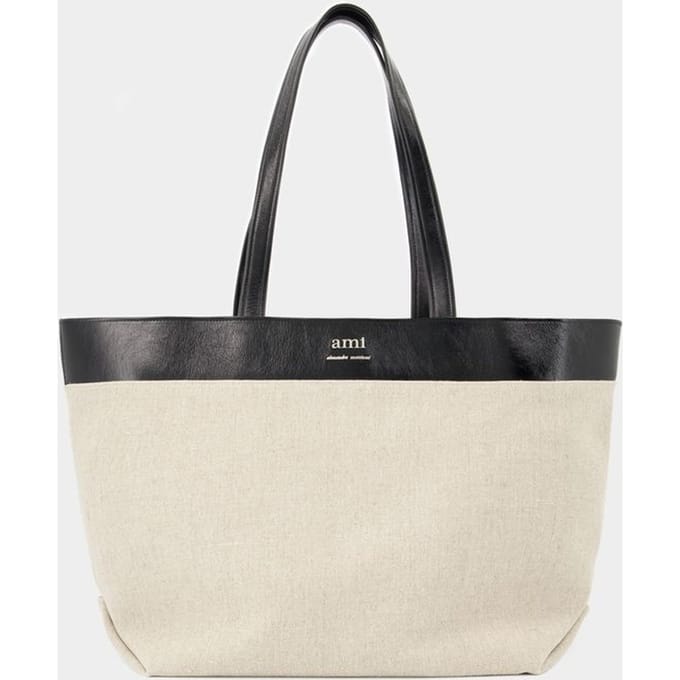 East West boodschappentas - AMI Paris - Linnen - Beige