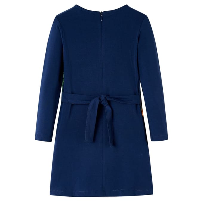 vidaXL - Kinderjurk - met - lange - mouwen - 104 - marineblauw