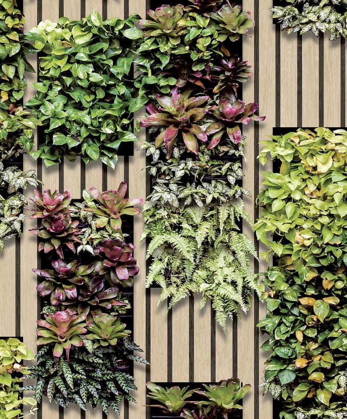 Dutch Wallcoverings - Artifice- planken/planten beige/groen - M794-04