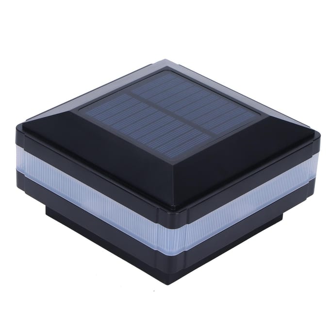 Lampadaire LED solaire à induction bicolore, éclairage de clôture, étanche IP65, noir(Chaud