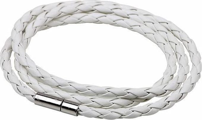 Fako Bijoux® - Wikkelarmband - Gevlochten - Pinsluiting - Wit