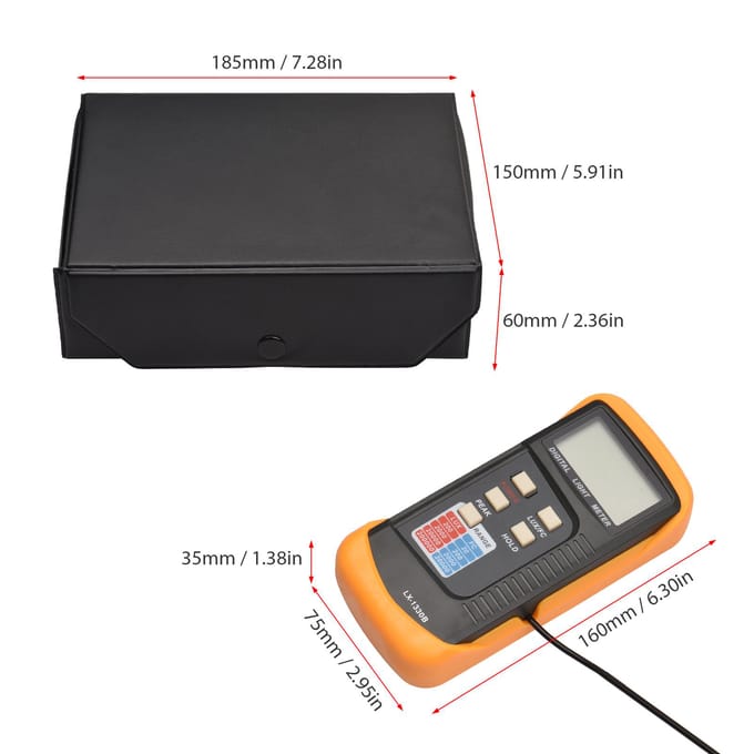Digitale verlichtingssterkte Lichtmeter Handmatig bereik 200 tot 200.000 lux LCD-fotometer Draagbare handheld