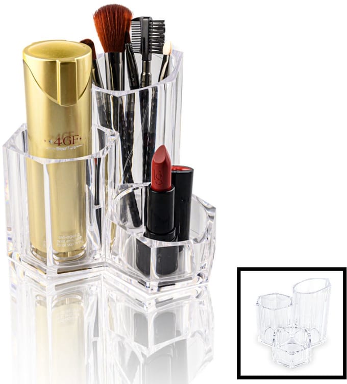 Ronde Make up Organizer met 3 Vakken - Makeup Organizer Transparant - Sieraden - Make-up - Cosmetica - Opbergdoos