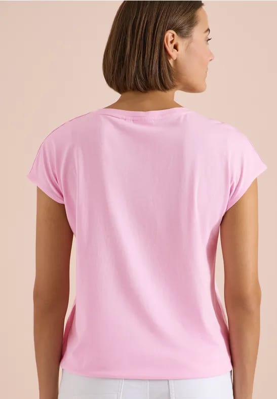 Shirt met boothals en tekstopdruk