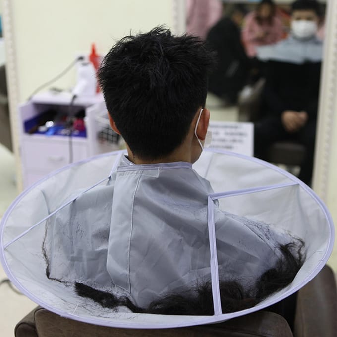 Haarknipcape Waterdicht Nylon Paraplu Type Verstelbare Maat Kapper Haaropvangcape voor Kinderen gray