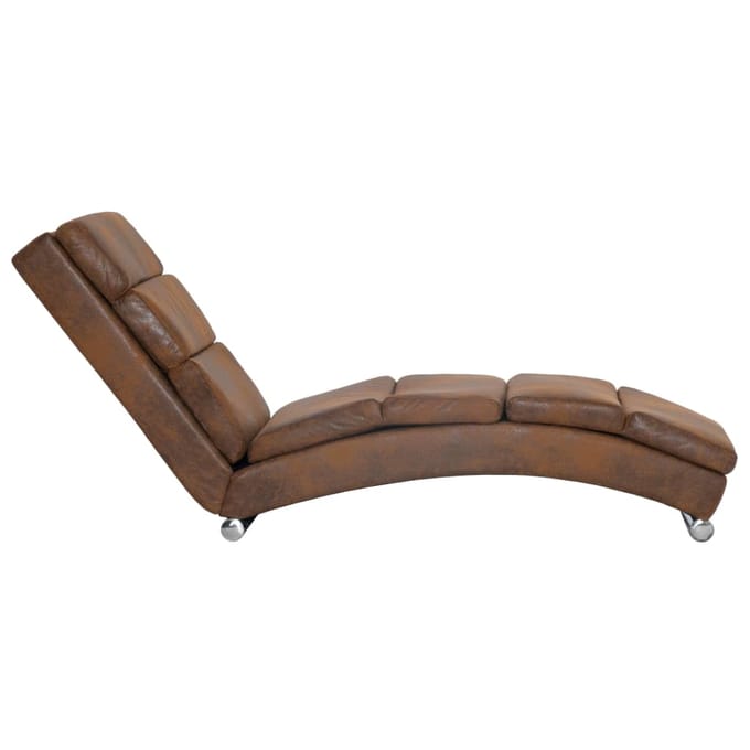 vidaXL - Chaise - longue - kunstsuède - bruin