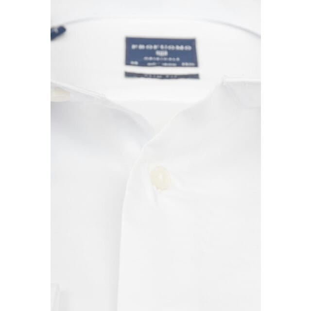 Profuomo slim fit overhemd - mouwlengte 72 cm - twill - wit - Strijkvrij - Boordmaat: 37