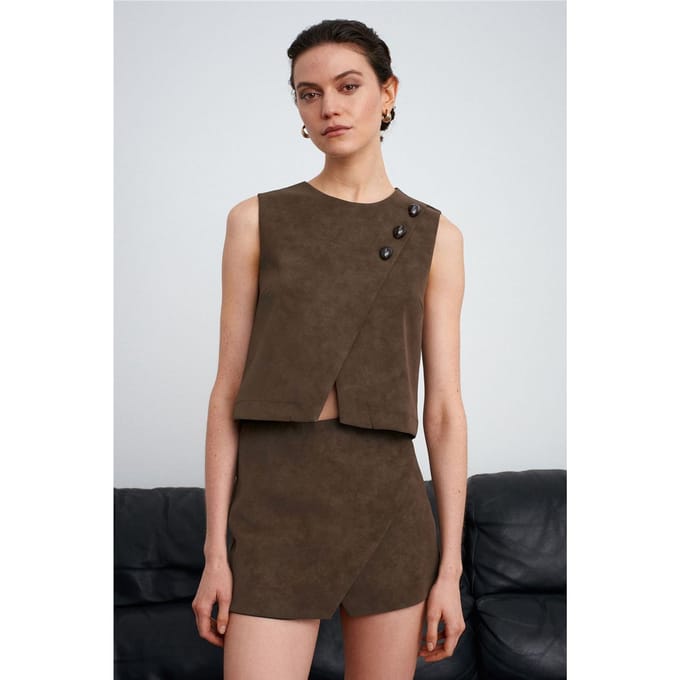 Korte Nepleer Knopen Gilet
