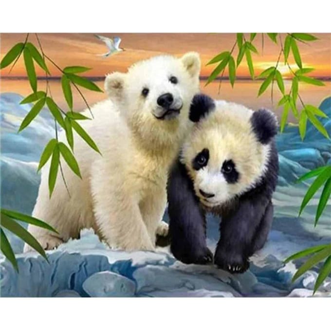 Peinture diamant ours rond Panda, broderie complète, point de croix 30X40CM