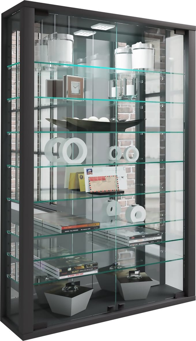 Wandvitrinekast Hangende vitrinekast Vitrosa minispiegel van glas