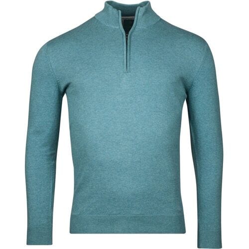Baileys Trui Luxury Pima Cotton Half Zip Collar Single Knit Sky Blue Melange / male