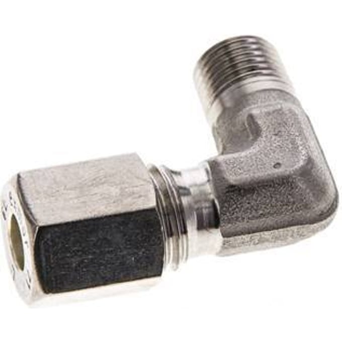 6L & M10x1 (con) RVS L-Vorm Knelfitting Buitendraad 315bar ISO 8434-1