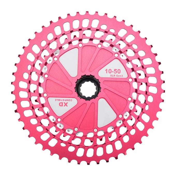 Cassette de Vélo Ultra Légère 10 à 50D 12 Vitesses CNC Creuse Remplacement de Cassette de Vélo pour Corps de Roue Libre XD Red Silver pink