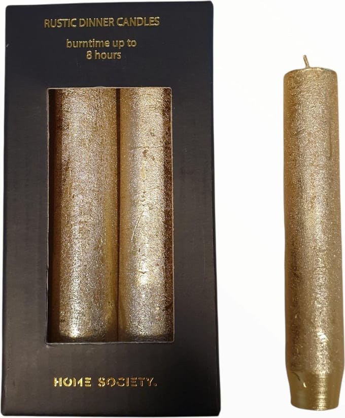 Home Society   Dinerkaarsen   Goud   6 stuks   2.5x14cm