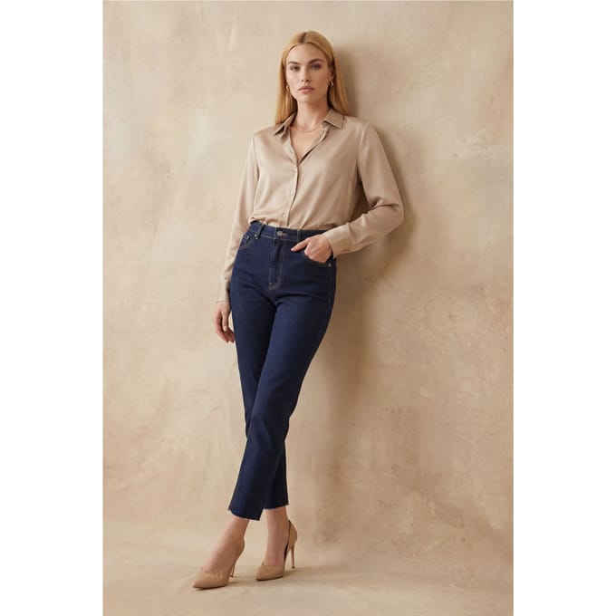 High Waist Skinny Leg Denim Broek