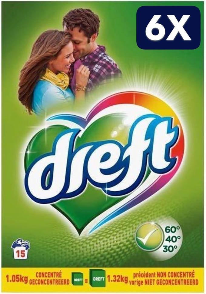 6 x Dreft Waspoeder Regular - 1,05 kg