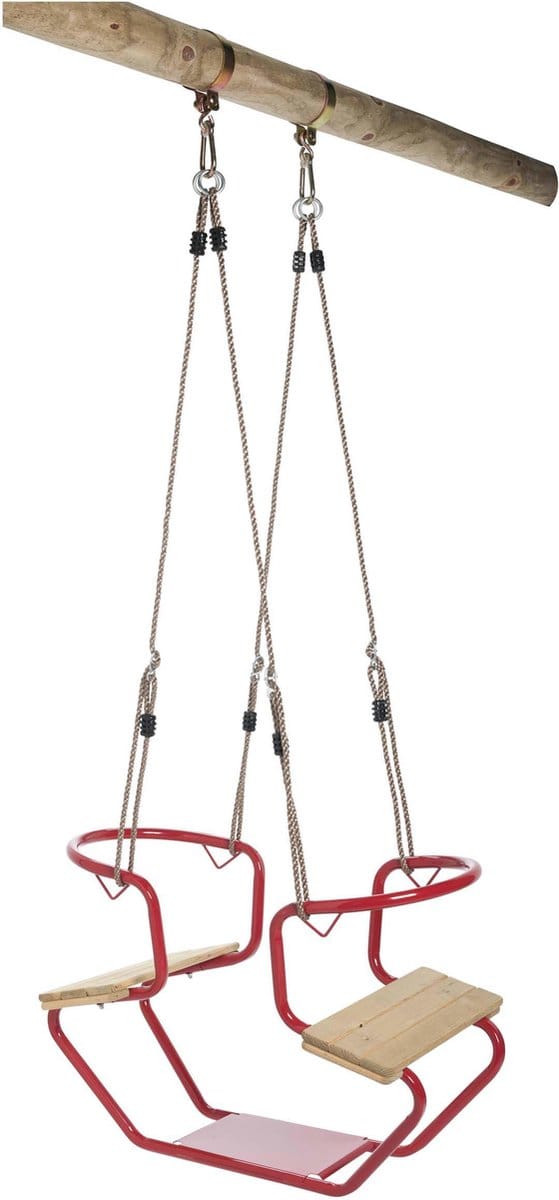 Schommel duozit metaal+hout rood