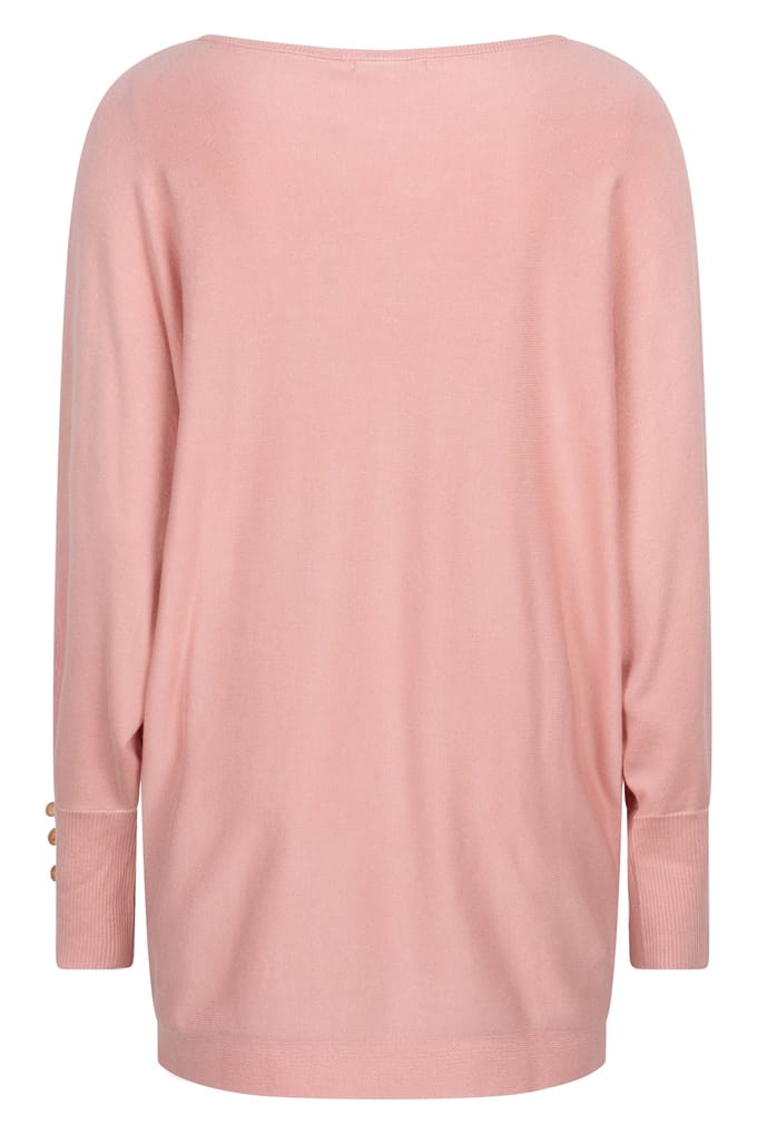 EsQualo Sweater Batwing Buttoned Cuff Basic Knit Blush Größe: S | Pullover Outlet | Damen